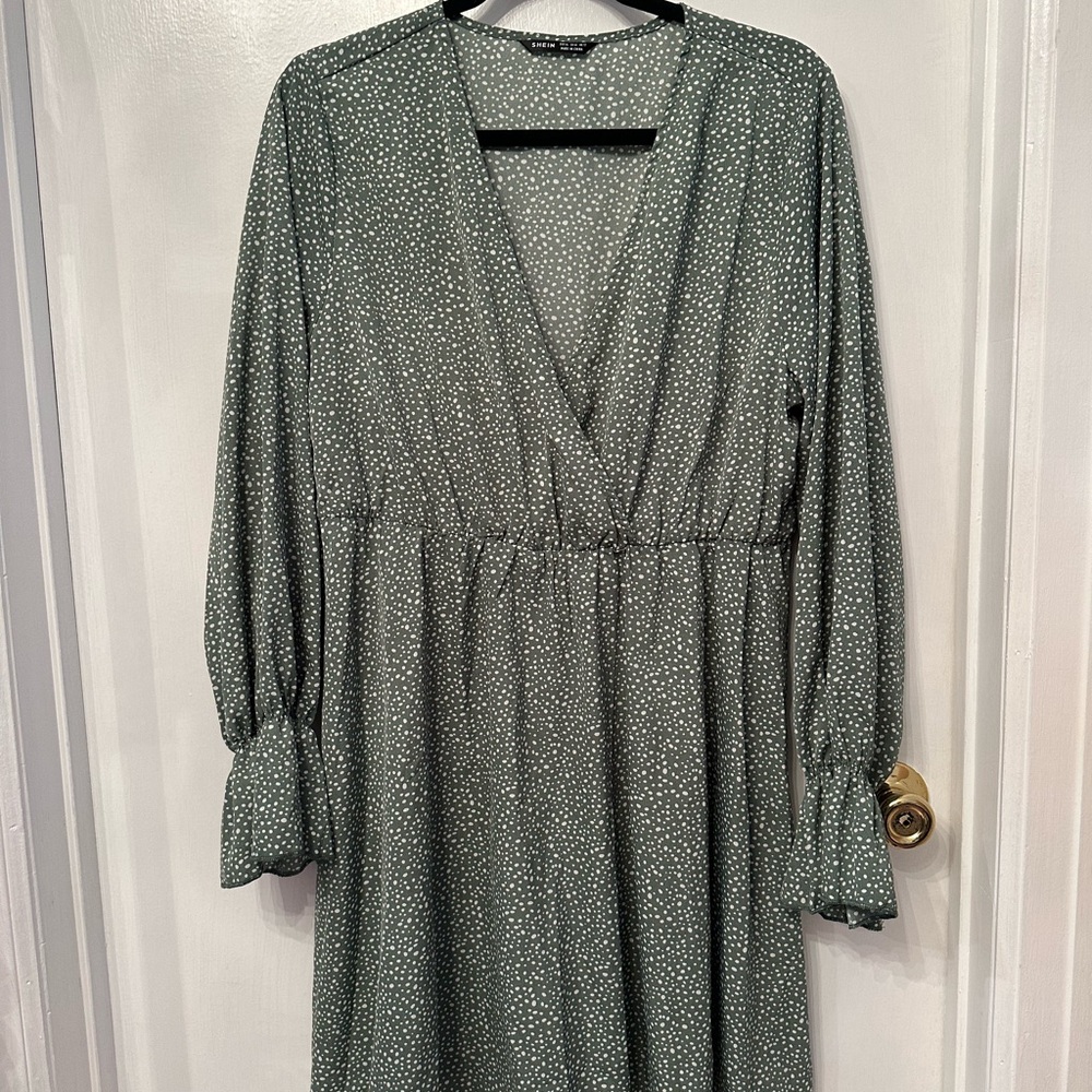 SHEIN Green Polka Dot Dress